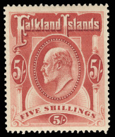 *        22-29 (43-50) 1904-08 ½d-5' K Edward VII^, Wmkd MCA, Perf 14, Cplt (8), An Exceptional, Perfectly... - Falkland