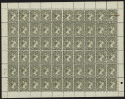 **/[+]   6 (32) 1895 4d Olive-black Q Victoria^, Wmkd CA, Perf 14, 14½, A Highly Unusual Complete Sheet Of... - Falkland