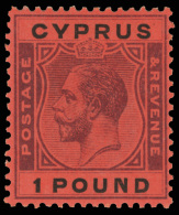 *        110 (102) 1923 £1 Purple And Black On Red K George V^ On Chalk-surfaced Paper, Wmkd MCA, Perf 14,... - Cyprus (...-1960)