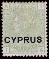 *        4 (4) 1880 4d Sage-green Q Victoria Of Great Britain^ Overprinted "CYPRUS", Plate 16, Only 3360 Printed,... - Chypre (...-1960)