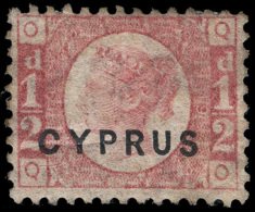 *        1 (1) 1880 ½d Rose Q Victoria Of Great Britain^ Overprinted "CYPRUS", Plate 19, Perf 14, Only One... - Chipre (...-1960)