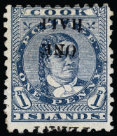 *        25b (21a) 1899 1d Blue Q Makea Takau^ Surcharged "ONE \ HALF \ PENNY", ERROR - Surcharge Inverted, Only 24... - Cook