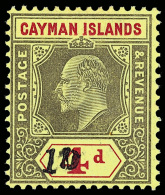 *        18 Var Footnoted (29 Var Footnoted) 1908 1d On 4d Black And Red On Yellow K Edward VII^, Revenue Issue,... - Cayman Islands