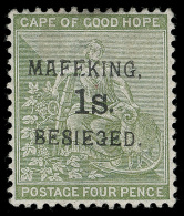 *        166 (5) 1900 1' On 4d Sage-green Hope^ Surcharged And Overprinted "MAFEKING BESIEGED", Only 1440... - Cape Of Good Hope (1853-1904)