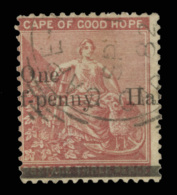 O        39 (46) 1882 ½d On 3d Deep Claret Hope^, Wmkd CC, Perf 14, Surcharged "One Half-penny" SG Type 12... - Kaap De Goede Hoop (1853-1904)