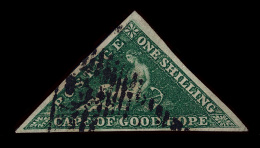 O        6a (8b) 1859 1' Deep Dark Green Cape Triangle^, White Paper, Imperf, Full Margins,  The Cancel Is Clear Of... - Cap De Bonne Espérance (1853-1904)