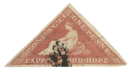 O        3a (5b) 1855 1d Deep Rose-red Cape Triangle^, White Paper, Wmkd Anchor, Perkins Bacon Ptg, Wmkd Anchor,... - Kaap De Goede Hoop (1853-1904)
