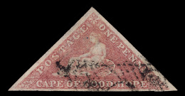 O        3 (5a) 1858 1d Rose Cape Triangle^, White Paper, Imperf, A Pale Shade, Three Large Margins, Lightly... - Kaap De Goede Hoop (1853-1904)