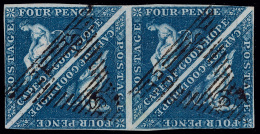 O/[+]    2a (2) 1853 4d Deep Blue Cape Triangle On Deeply Blued Paper^, Imperf Block Of Four With Three Even... - Cap De Bonne Espérance (1853-1904)