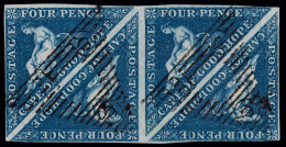 O/[+]    2a (2) 1853 4d Deep Blue Cape Triangle On Deeply Blued Paper^, Imperf Block Of Four With Three Even... - Kaap De Goede Hoop (1853-1904)