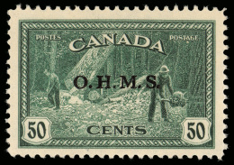 **       O1-10, CO1 (O162-71) 1949 1¢-$1 Officials Overprinted "O.H.M.S."^ SG Type O3, Cplt (10), Only 30,000... - Sobrecargados