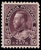 *        116a (211) 1912 10¢ Reddish Purple K George V Admiral^, Vivid Fresh Color, A Choice Perfectly... - Neufs