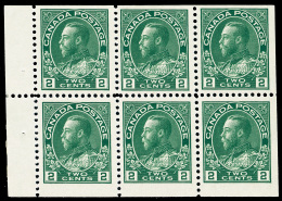 */**/[+] 107c (247ab, SB8 Var) 1922 2¢ Deep Green K George V^, Booklet Pane Of Six, Wet Printing, OG,VLH, VF... - Neufs