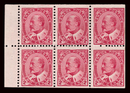 */[+]    90b (176a, SB2 Var) 1903 2¢ Rose-carmine K Edward VII^, Booklet Pane Of Six, Fresh And Scarce, OG,HR,... - Neufs