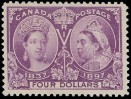 *        64 (139) 1897 $4 Violet Q Victoria^ Jubilee, Perf 12, 14,500 Printed,  Quite Well Centered, OG, VLH, VF-S,... - Ungebraucht