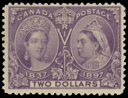 *        62 (137) 1897 $2 Deep Violet Q Victoria^ Jubilee, Perf 12, Fresh Color, OG, LH, F-VF Scott Retail... - Neufs