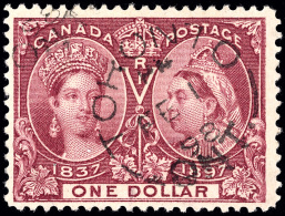 O        61 (136) 1897 $1 Lake Q Victoria Jubilee^, Perf 12, Rich Deep Color, Choice "socked-on-the-nose" Toronto... - Oblitérés