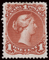 *        22a (55b) 1868 1¢ Brown Red Large Queen^, Ottawa Ptg On Bothwell Paper With VARIETY - Inverted "UTH"... - Neufs