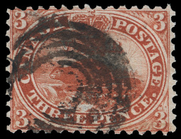 O        12 (26) 1859 3d Red Beaver^, On Machine-made Wove Paper, Perf 11¾, Exceptionally Well Centered,... - Oblitérés