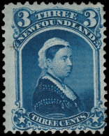 *        34 (37) 1873 3¢ Blue Q Victoria^, Unwmkd, Perf 12, OG,VLH, F-VF Scott Retail $375…SG $385 - 1865-1902