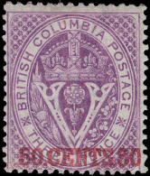 *        12 Var (32w) 1871 50¢ On 3d Mauve Seal Of British Columbia^, Surcharged (SG Type 6) In Red, Perf 14,... - Neufs