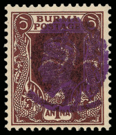 **       1N29 (J5) 1942 1a Purple-brown K George VI Japanese Occupation^ Issue, Overprinted In Black At Myaungmya... - Birmanie (...-1947)