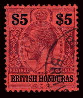 O        75-84 (101-13) 1913-21 1¢-$5 K George V^, Wmkd MCA, Cplt (10), The Scarce $5 Is Lightly Canceled And... - Honduras