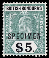 S        65-71 Var (87s-93s) 1904-07 10¢-$5 K Edward VII^, Wmkd MCA, Set Of 6 Overprinted "Specimen", OG,HR,... - Honduras