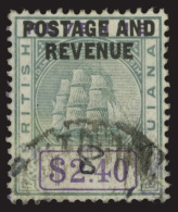 O        171 (251) 1905 $2.40 Green And Violet Seal Of The Colony^ Overprinted "POSTAGE AND REVENUE", Wmkd MCA,... - Guyane Britannique (...-1966)