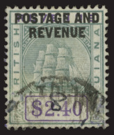 O        171 (251) 1905 $2.40 Green And Violet Seal Of The Colony^ Overprinted "POSTAGE AND REVENUE", Wmkd MCA,... - Brits-Guiana (...-1966)