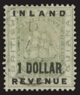 O        124 (185) 1888 $1 Green Seal Of The Colony^ Overprinted "INLAND REVENUE" And Surcharged, Wmkd CA, Perf 14,... - Guyane Britannique (...-1966)