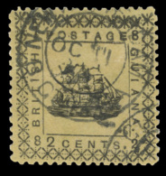 O        105a (165b) 1882 2¢ Yellow Ship^ (3 Masts), VARIETY - With "SPECIMEN" Perfin, Perf 12, Well Centered,... - Guayana Británica (...-1966)