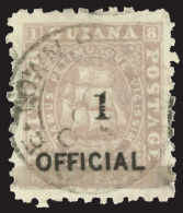 O        96 (153) 1881 1¢ On 12¢ Brownish Purple Seal Of Colony^ Surcharge On OFFICIAL (SG Type O4) ,... - Brits-Guiana (...-1966)