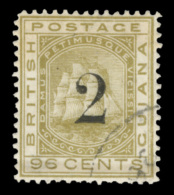 O        95 (151) 1881 2¢ On 96¢ Olive-bistre Seal Of The Colony^, Provisional Overprint Bar Through... - Guyane Britannique (...-1966)