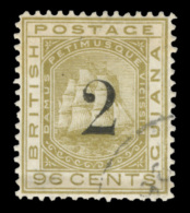 O        95 (151) 1881 2¢ On 96¢ Olive-bistre Seal Of The Colony^, Provisional Overprint Bar Through... - Brits-Guiana (...-1966)