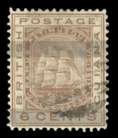 O        82 (137) 1878 (1¢) On 6¢ Brown Seal Of The Colony,^ Provisional Overprint With Two Horizontal... - Guyane Britannique (...-1966)