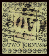 O        39 Var (120d) 1862 2¢ Black Type-set On Yellow^, Sc Type A7 (SG Type 11), VARIETY - Italic "S" In... - Guyane Britannique (...-1966)