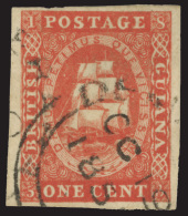 O        8 (11) 1853-59 1¢ Vermilion Seal Of The Colony^, Original Ptg (without Line Above Value), Imperf,... - Brits-Guiana (...-1966)