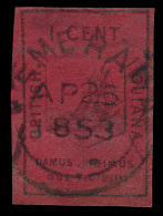 O        6 (9) 1852 1¢ Black On Magenta Ship And Motto Of Colony^, Surface Colored Paper, Locally Printed... - Guyane Britannique (...-1966)