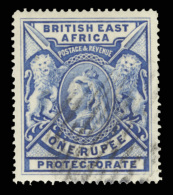 O        102b (92b) 1903 1R Bright Ultramarine Q Victoria^ And Large Lions, Wmkd CC, Perf 14, Extremely Rare Used... - Afrique Orientale Britannique
