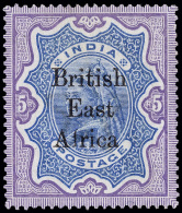 *        54-59, 62-71 (49-64) 1895 ½a-5R Q Victoria Stamps Of India^ Overprinted "British East Africa", Cplt... - Afrique Orientale Britannique