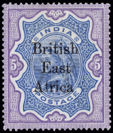 *        54-59, 62-71 (49-64) 1895 ½a-5R Q Victoria Stamps Of India^ Overprinted "British East Africa", Cplt... - Brits Oost-Afrika