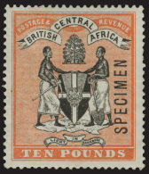 S        41 Var Listed (41s) 1896 £10 Black And Orange Arms Of The Protectorate^, Wmkd CC, Perf 14,... - Andere & Zonder Classificatie