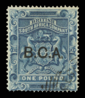 O        14 (14) 1891 £1 Deep Blue Rhodesia Coat Of Arms Overprinted "B.C.A."^ SG Type 1, Unwmkd, Perf 14,... - Sonstige & Ohne Zuordnung