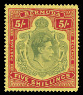 **       125a Var (118b) 1942 5' Dull Yellow-green And Red On Yellow K George VI Keyplate^, Line Perf 14¼, A... - Bermudes