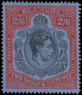 *        124a Var (117a) 1941 (May) 2'6d Black And Deep Red On Grey-blue K George VI Keyplate^, Wmkd Script CA,... - Bermudes