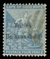 O        1 (3) 1887 4d Dull Blue Hope^ Overprinted British Bechuanaland SG Type 1, Wmkd CC, Very Rare And... - Other & Unclassified