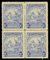 */[+]    170 Var (233 Var) 1925 2½d Blue Seal Of The Colony^ Wmkd Script CA, Perf 14, Block Of Four,... - Barbados (...-1966)