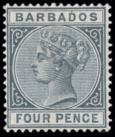 *        64 (97) 1882 4d Grey Q Victoria^, Wmkd CA, Perf 14, Rich Color, Well Centered, A Difficult And... - Barbados (...-1966)