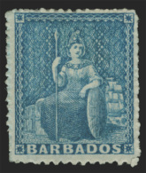 *        14a (19) 1861 (1d) Blue Britannia^, Unwmkd, Clean-cut Perf 14 To 16, Scarce, Fresh Color, OG, LH, VF-S... - Barbados (...-1966)